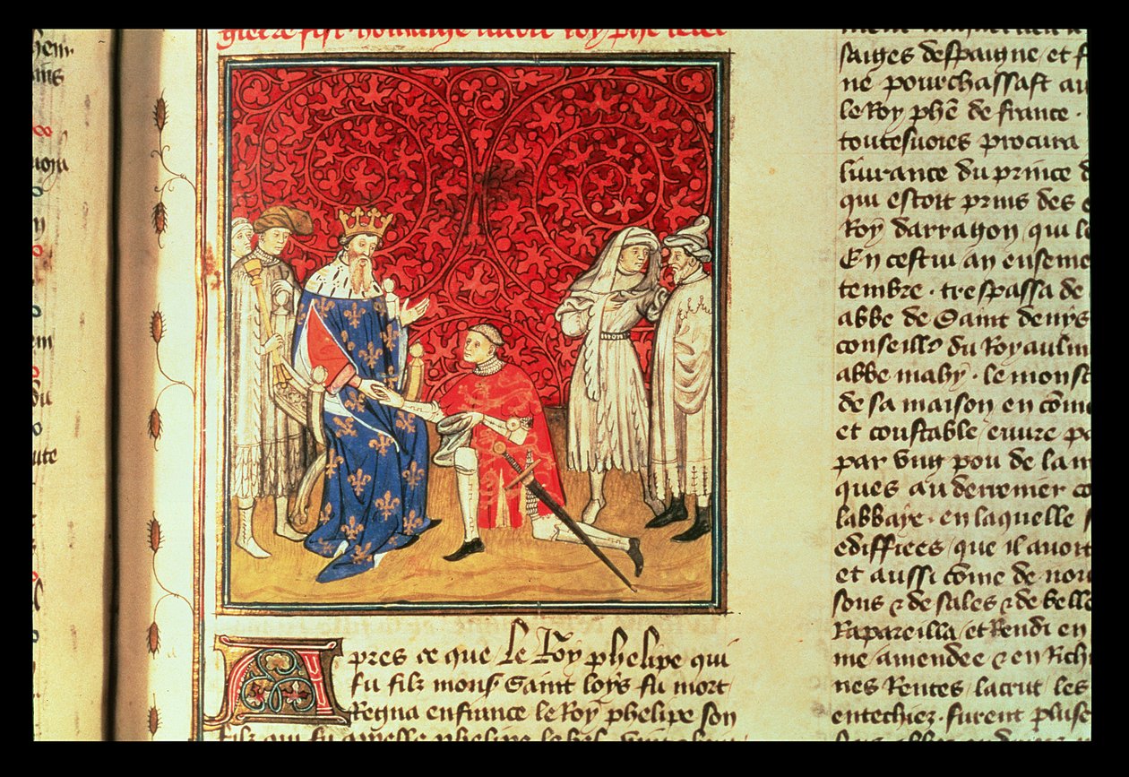 Princ z Walesu (Henry V 1387-1422) vzdává hold králi Karlu VI (1368-1422) od French School