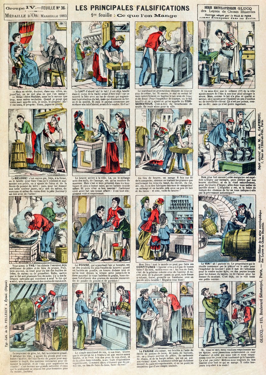Hlavní formy nutričního falšování, c.1883 od French School