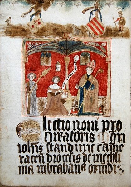 Prokurátor Picardského národa klečící před Saint Rumoldem od French School