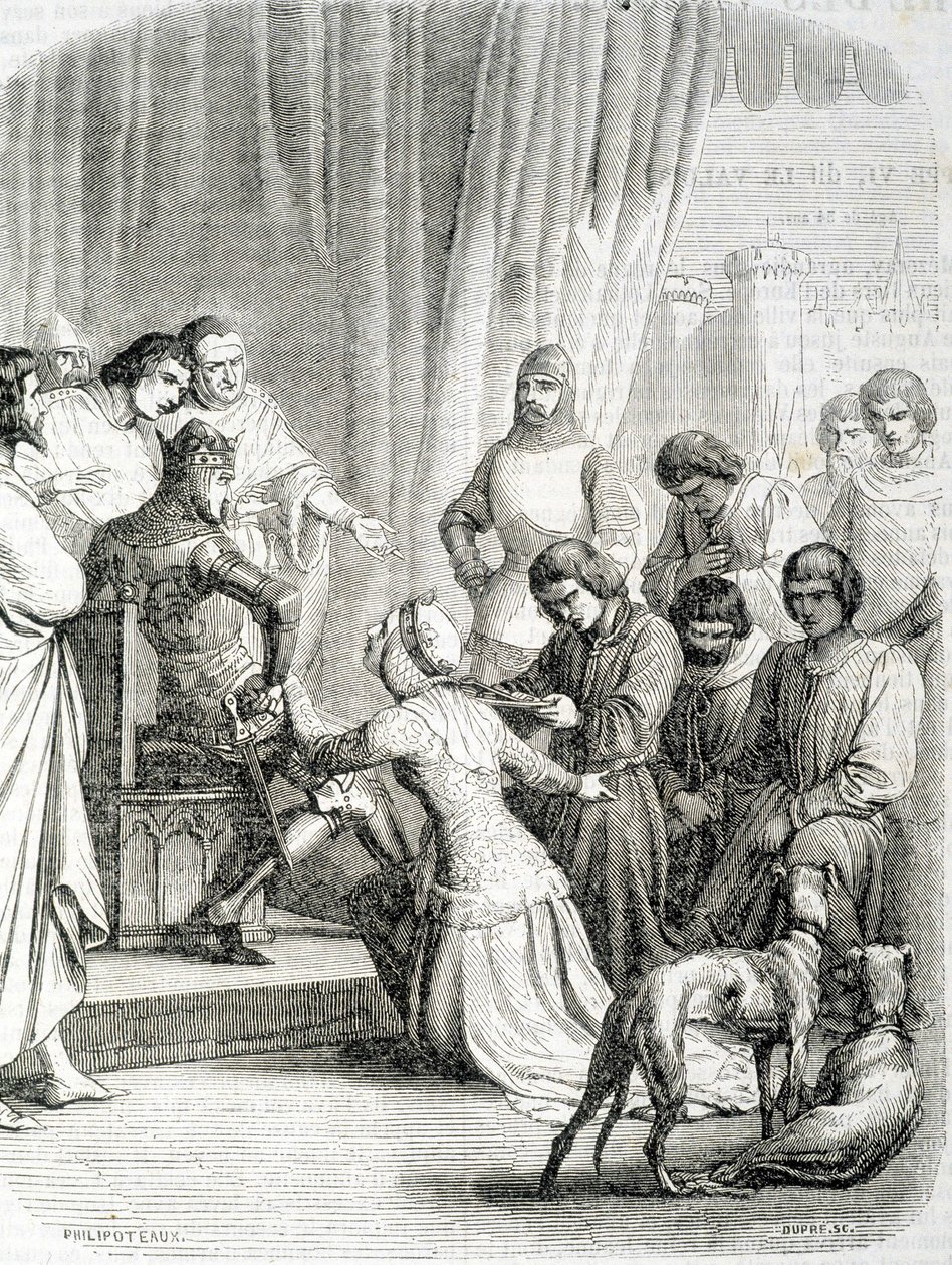 Anglická královna (Philippa de Hainaut) žádá svého manžela Edwarda III. za obyvatele Calais (epizoda 6 buržoazních z Calais) od French School