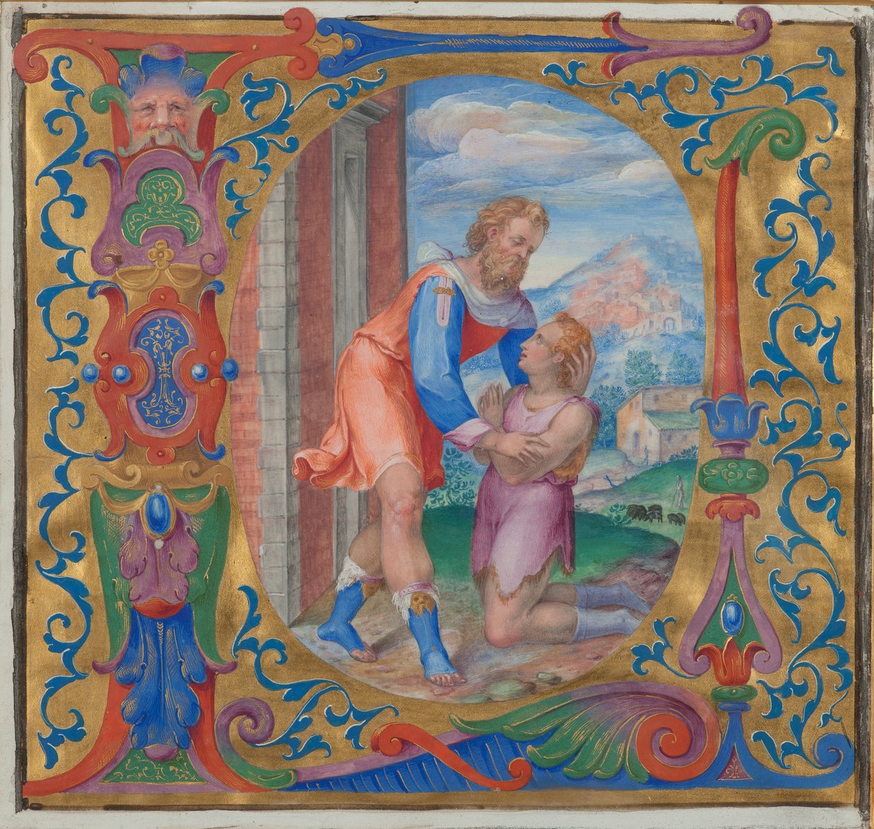 Návrat marnotratného syna (tempera na pergamenu) od French School