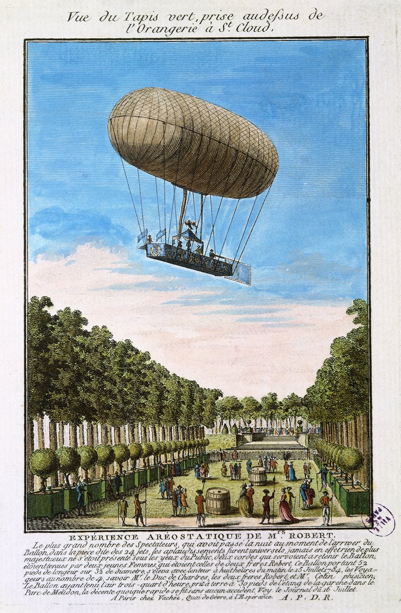 Vzducholoď Robert nad Saint Cloud, Paříž, 15. července 1784 od French School