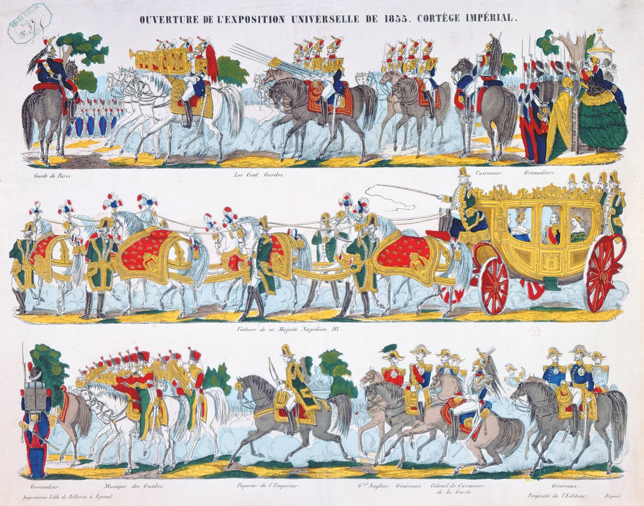 Royal Cortege na inauguraci Exposition Universelle v roce 1855 od French School