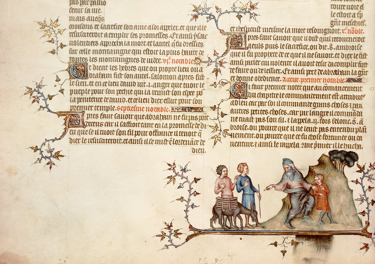 Obětování Izáka, z Bible Jean de Sy, c.1355 od French School