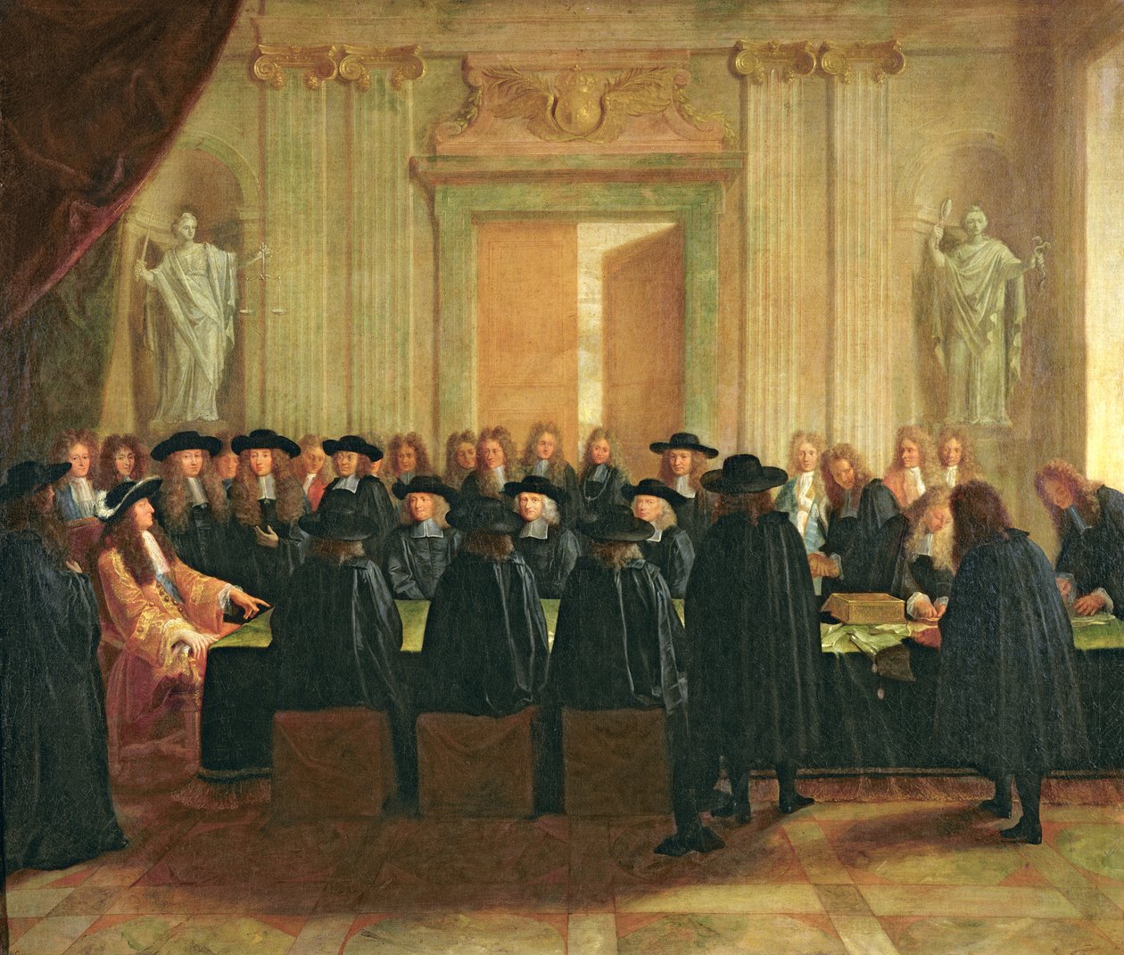 Pečeť držená Ludvíkem XIV. (1638-1715) před členy Státní rady a odvolacího soudu v letech 1672, 1672 od French School