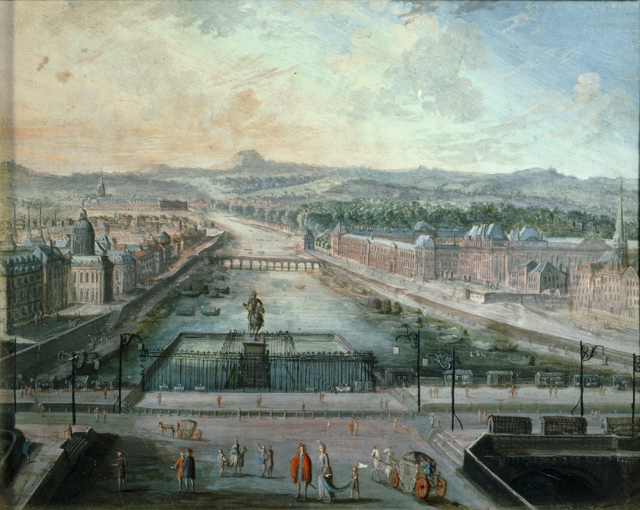Řeka Seina při pohledu z náměstí Dauphine... (malba na plátně) od French School