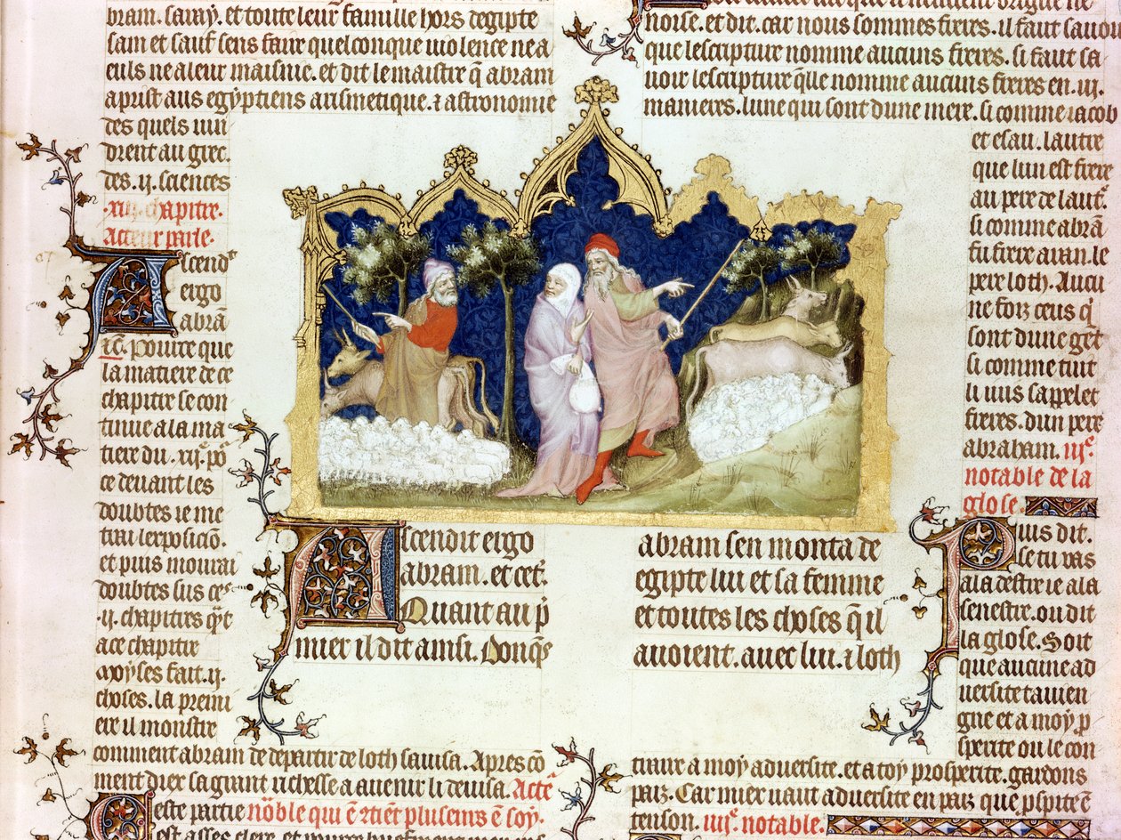 Odloučení Abraháma a Lota, z Bible Jeana de Sy, asi 1355 od French School