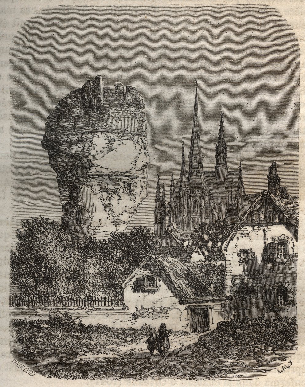 The Shoulder of Gallardon - feodale věž, pocházející z 12. století - rytina v „Histoire de France“ od Victora Duruye (1811-1894) - 1882 od French School