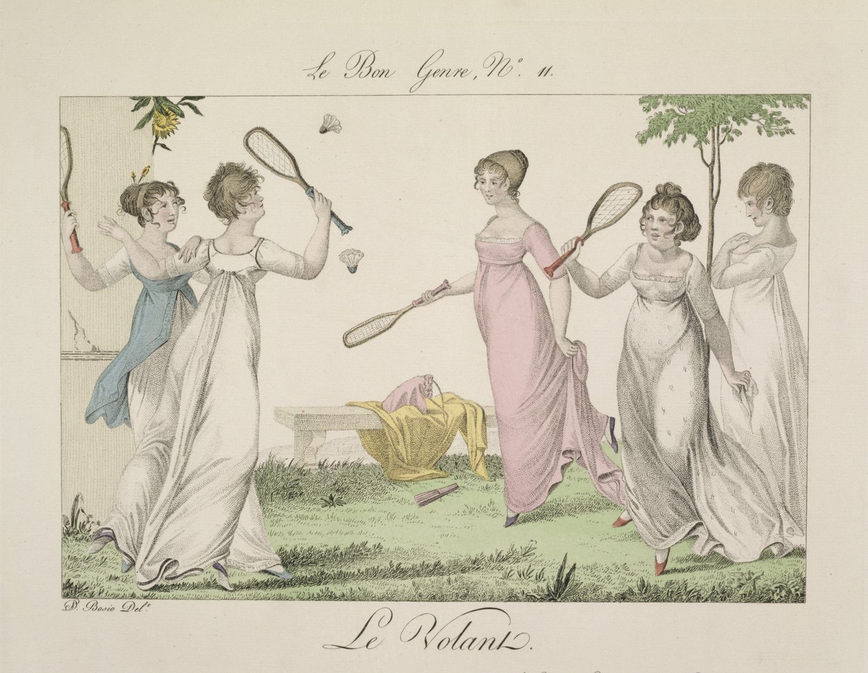 The Shuttlecock, deska 11 z Le Bon Genre, 1802 od French School