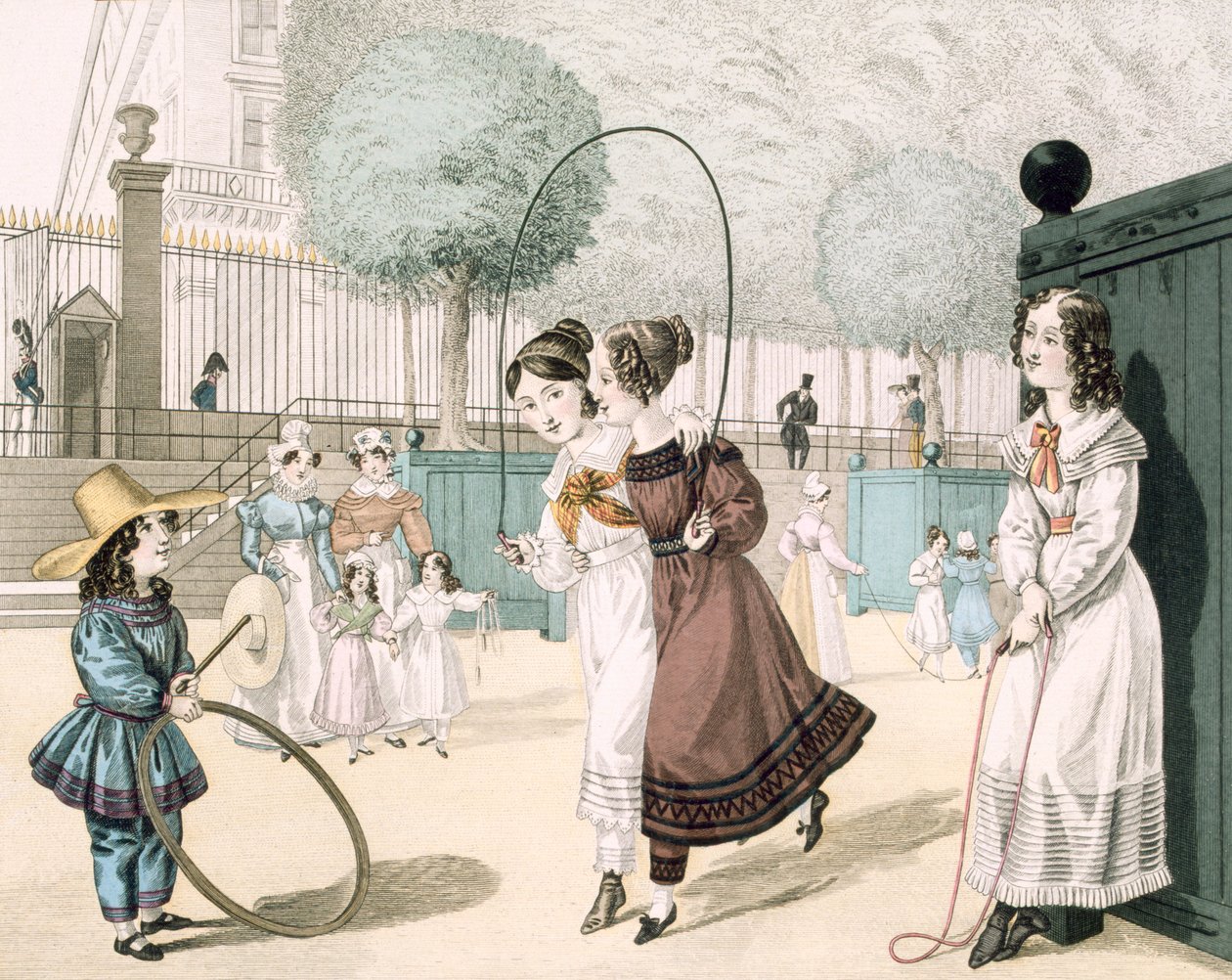 Hra přeskakování, deska 115 z Le Bon Genre, 1822 od French School