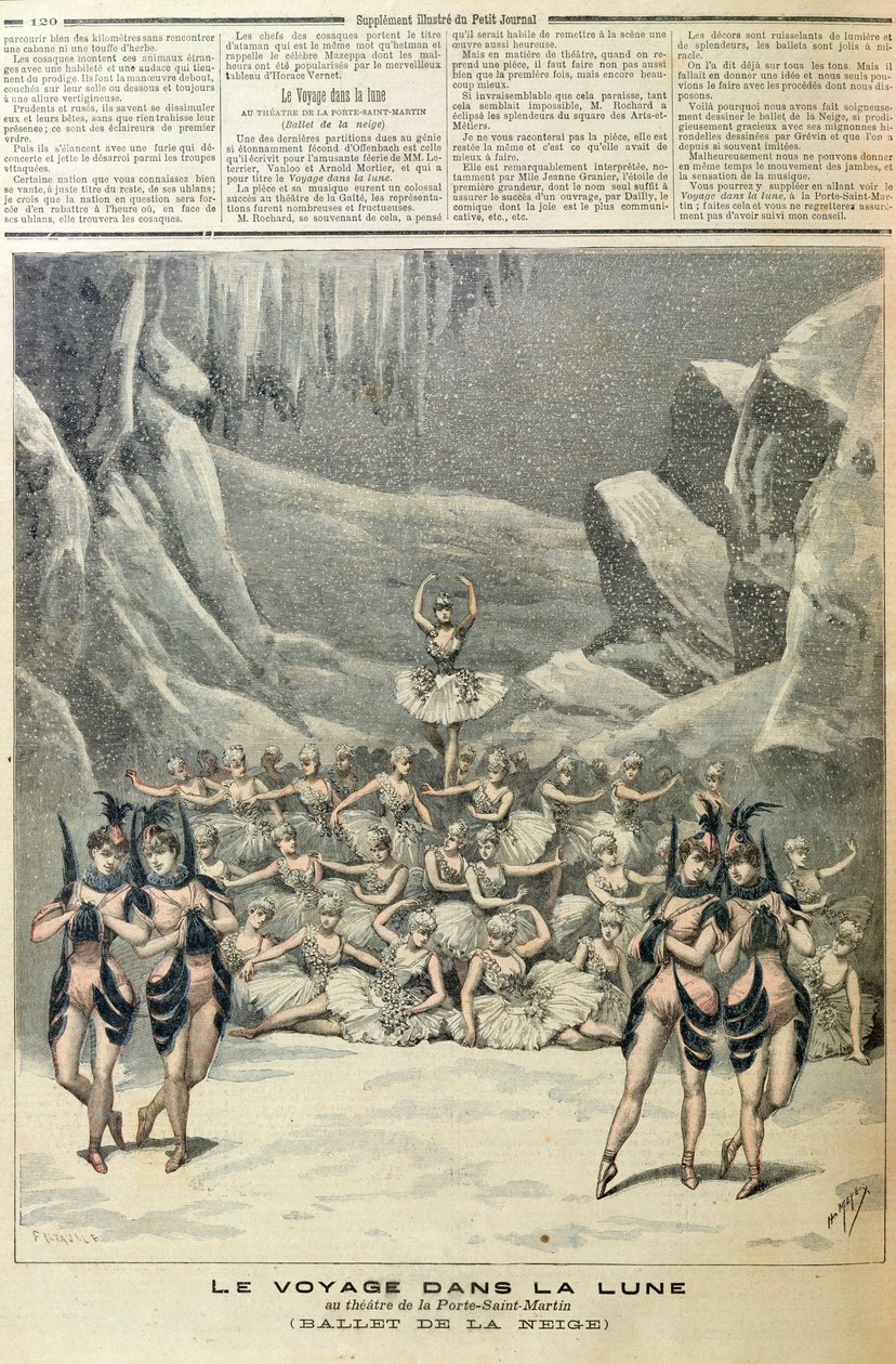 Sněhový balet, z la Voyage dans la Lune od Jacquese Offenbacha (1819-90) z Le Petit Journal, 16. dubna 1892 od French School