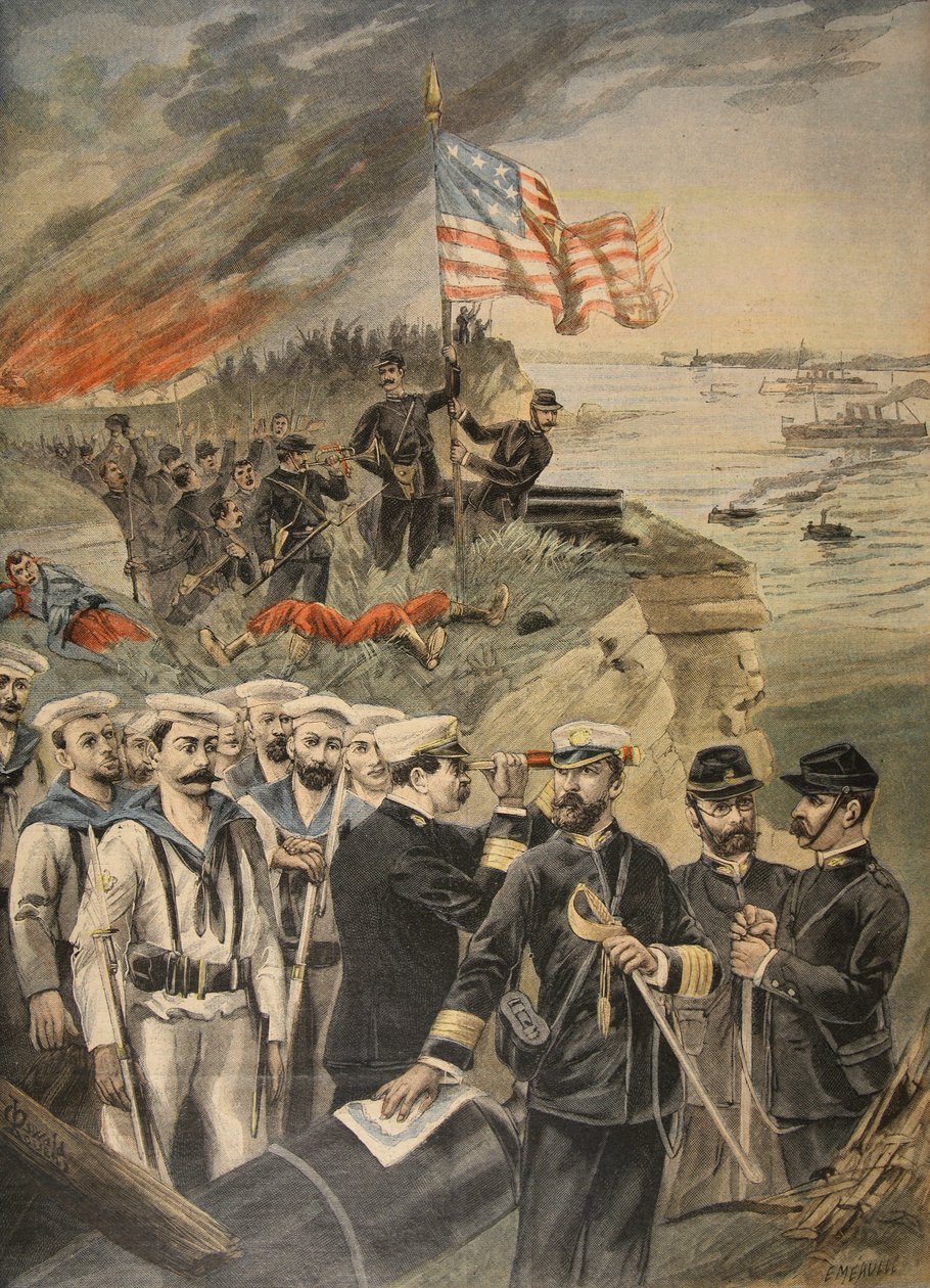 Španělská americká válka: vylodění na Guantánamu, ilustrace z Le Petit Journal: Supplement illustre, 1898 od French School