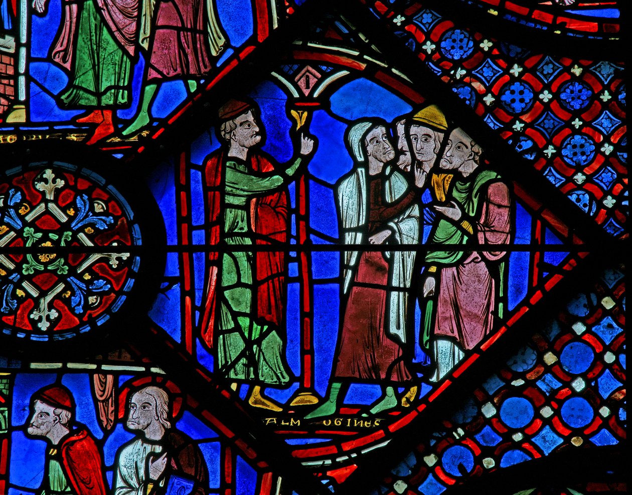 The St James Window: Almogenes (Hermogines) oslovuje své adepty (w5) od French School