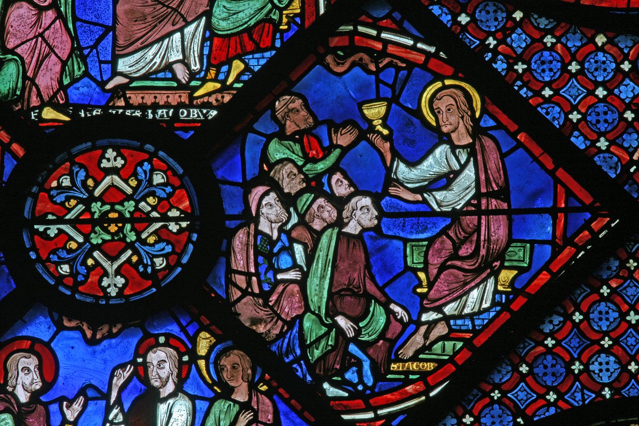 Okno svatého Jakuba: káže v synagoze (w5) od French School