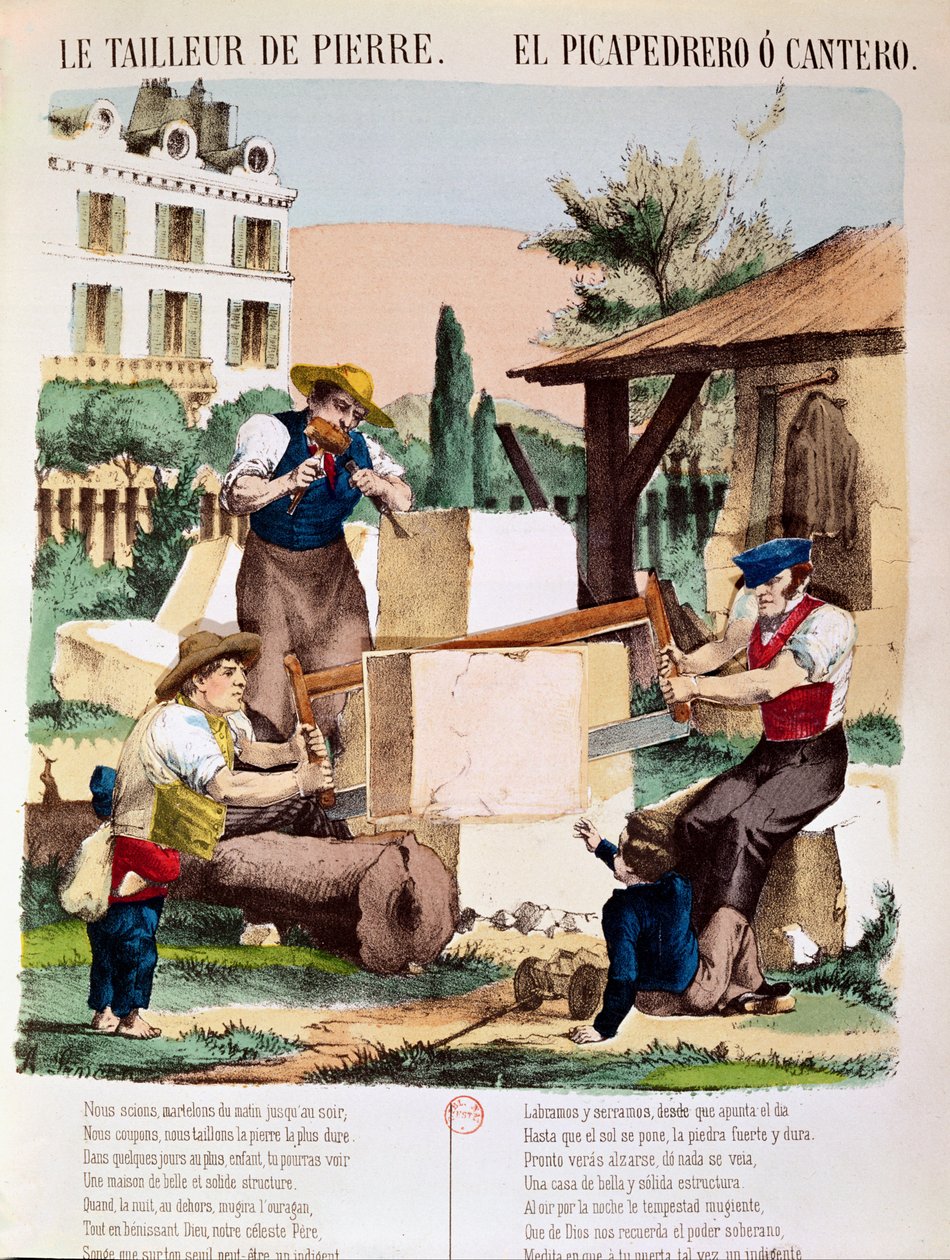 Kameníci, ilustrace z dětské knihy, kolem roku 1890 od French School