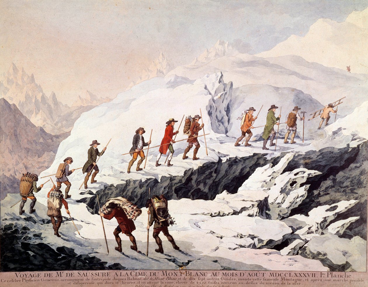 Švýcarský přírodovědec Horace Benedict (Horace-Benedict) ze Saussure (1740-1799) a francouzský horský vůdce Jacques Balmat uskutečnili v srpnu 1787 druhý výstup na Mont Blanc. od French School
