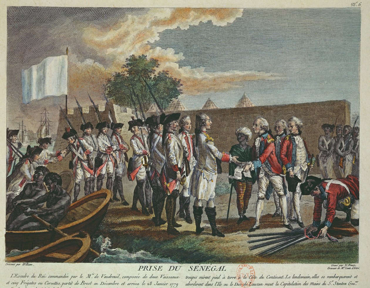 Dobytí Senegalu Francouzi v roce 1779 během americké války za nezávislost, 1779 od French School