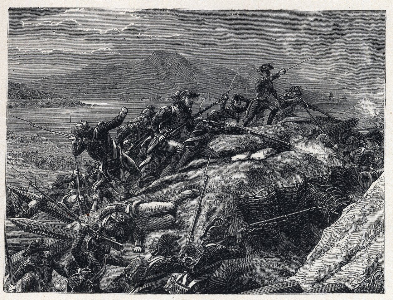Teror během francouzské revoluce: obléhání Toulonu od září do prosince 1793 jednotkami kapitána Napoleona Bonaparta proti městu spojenému s anglickými silami. od French School