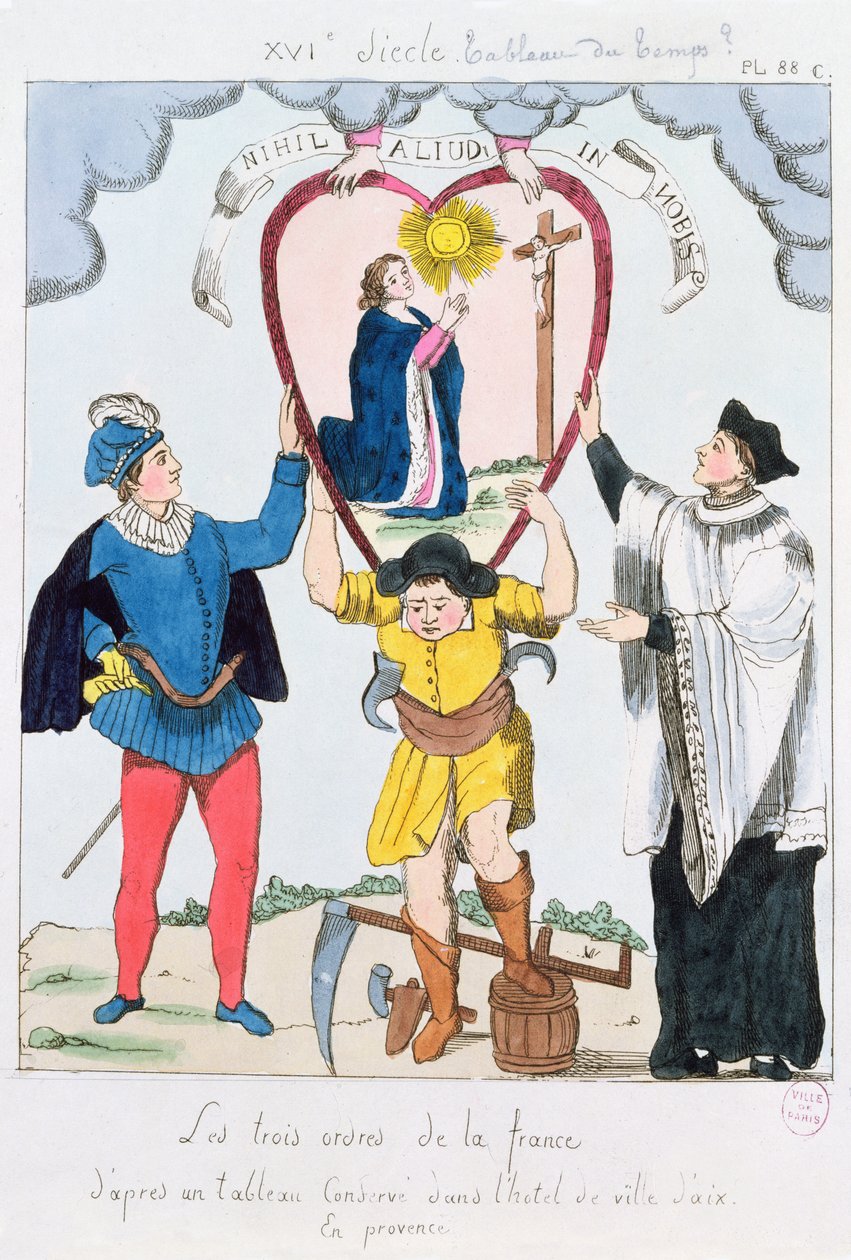 Tři řády Francie, 1789 (barevná rytina) od French School