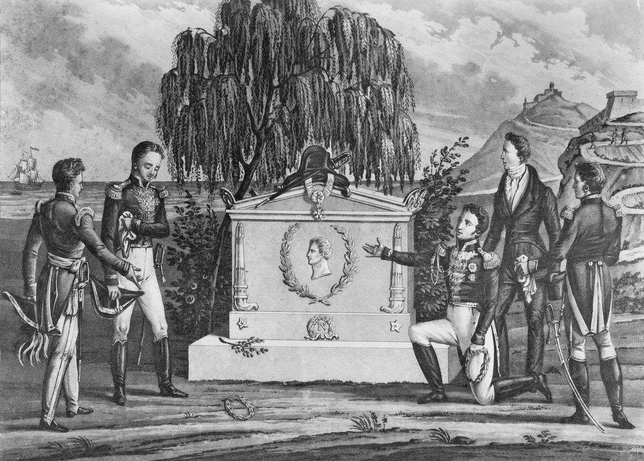 Hrob Napoleona Bonaparta (1769-1821) na Svaté Heleně, 1821 (litho) (č. foto) od French School