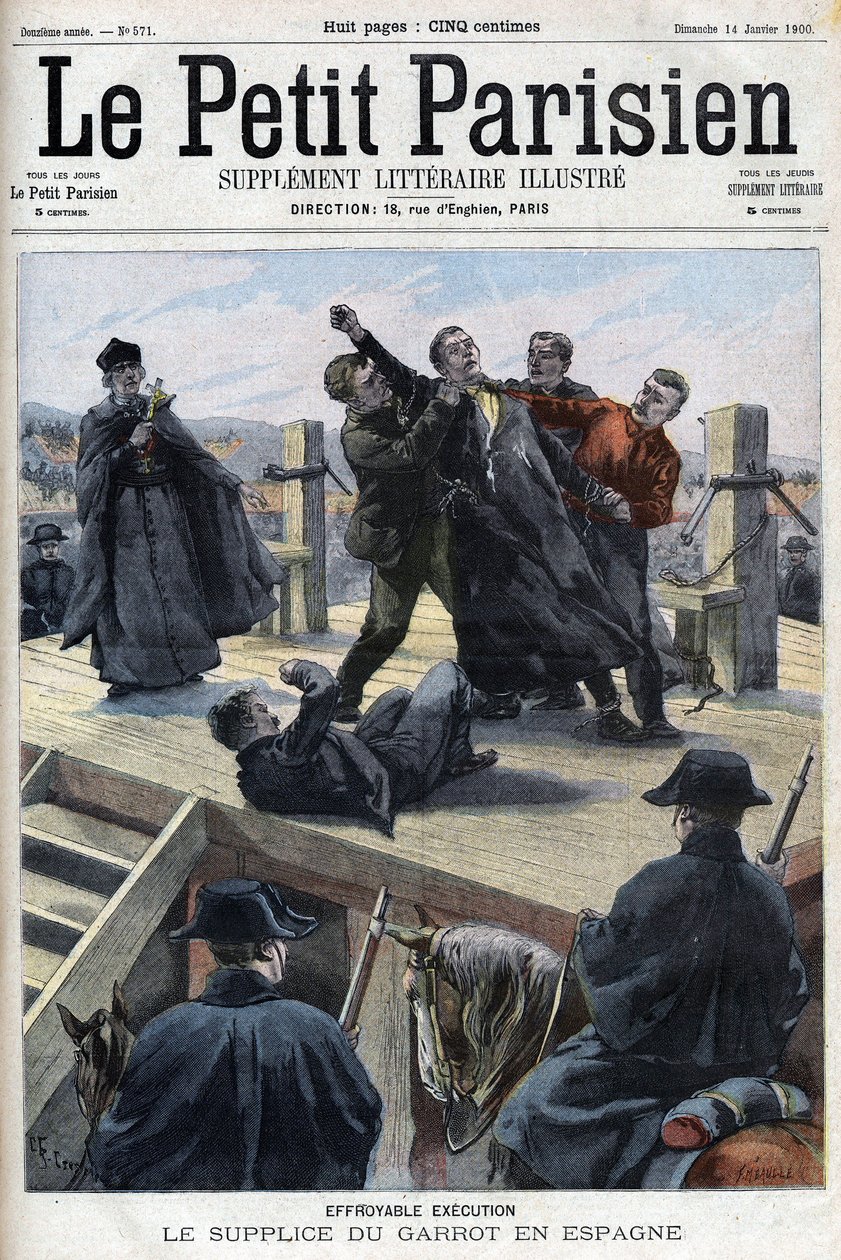 Torment of the Garrot: Strašná poprava Lucio Alvareze ve Španělsku v Cervera - v „“Le Petit Parisien““ od French School