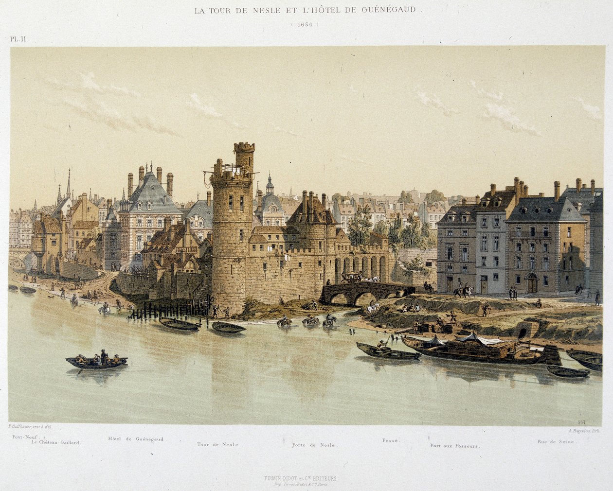 Věž Nesles a Hotel de Guenegaud v roce 1650 - v „Paris a travers les ages“, konec 19. století od French School