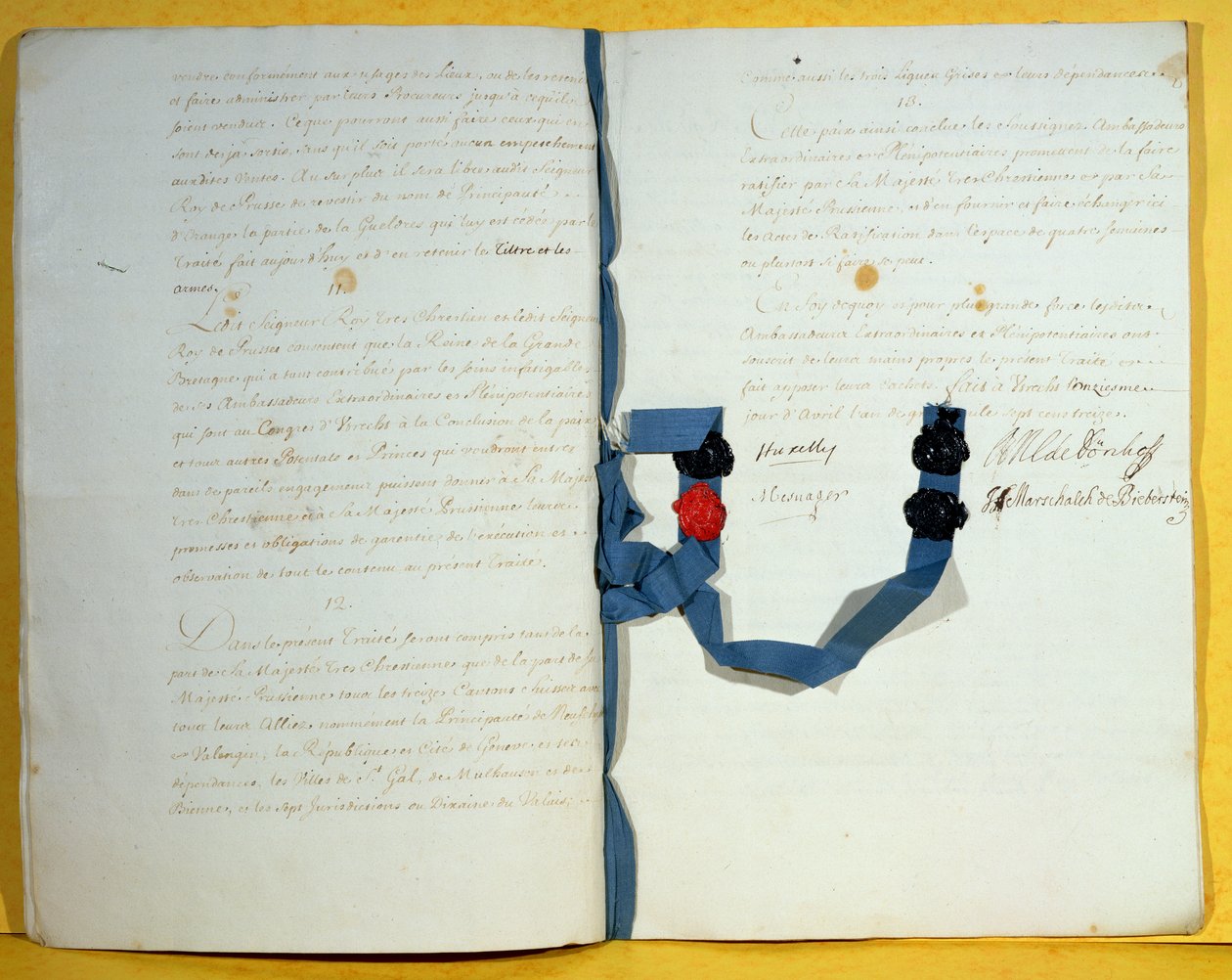 Utrechtská smlouva, 11. dubna 1713 (pero a inkoust na papíře) od French School