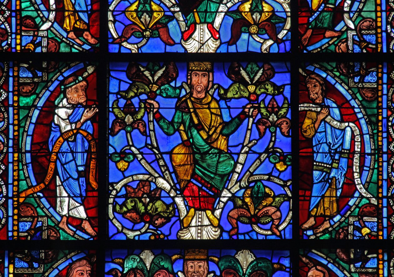 Jesseho strom: Zachariáš, král Jesse, Joel (w49) od French School