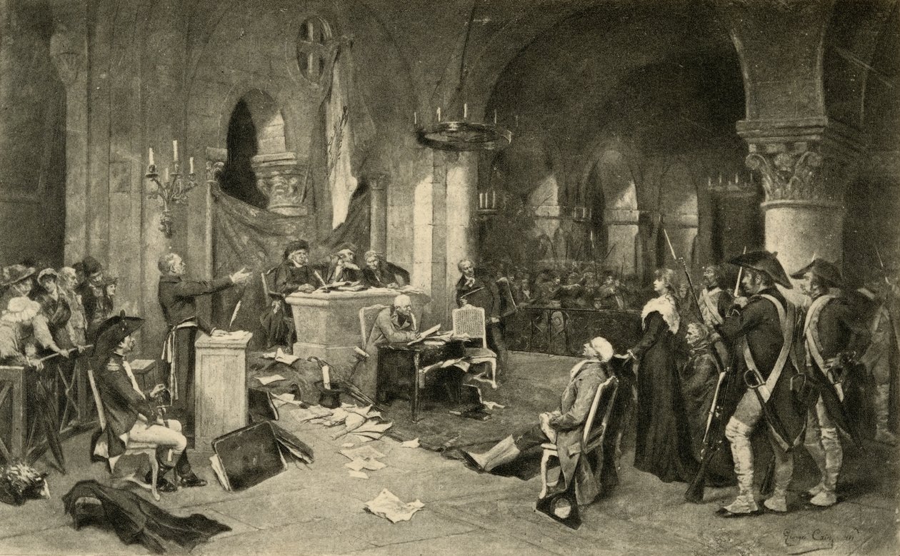 Proces s Marií Antoinettou (1755-93) 16. října 1793 od French School