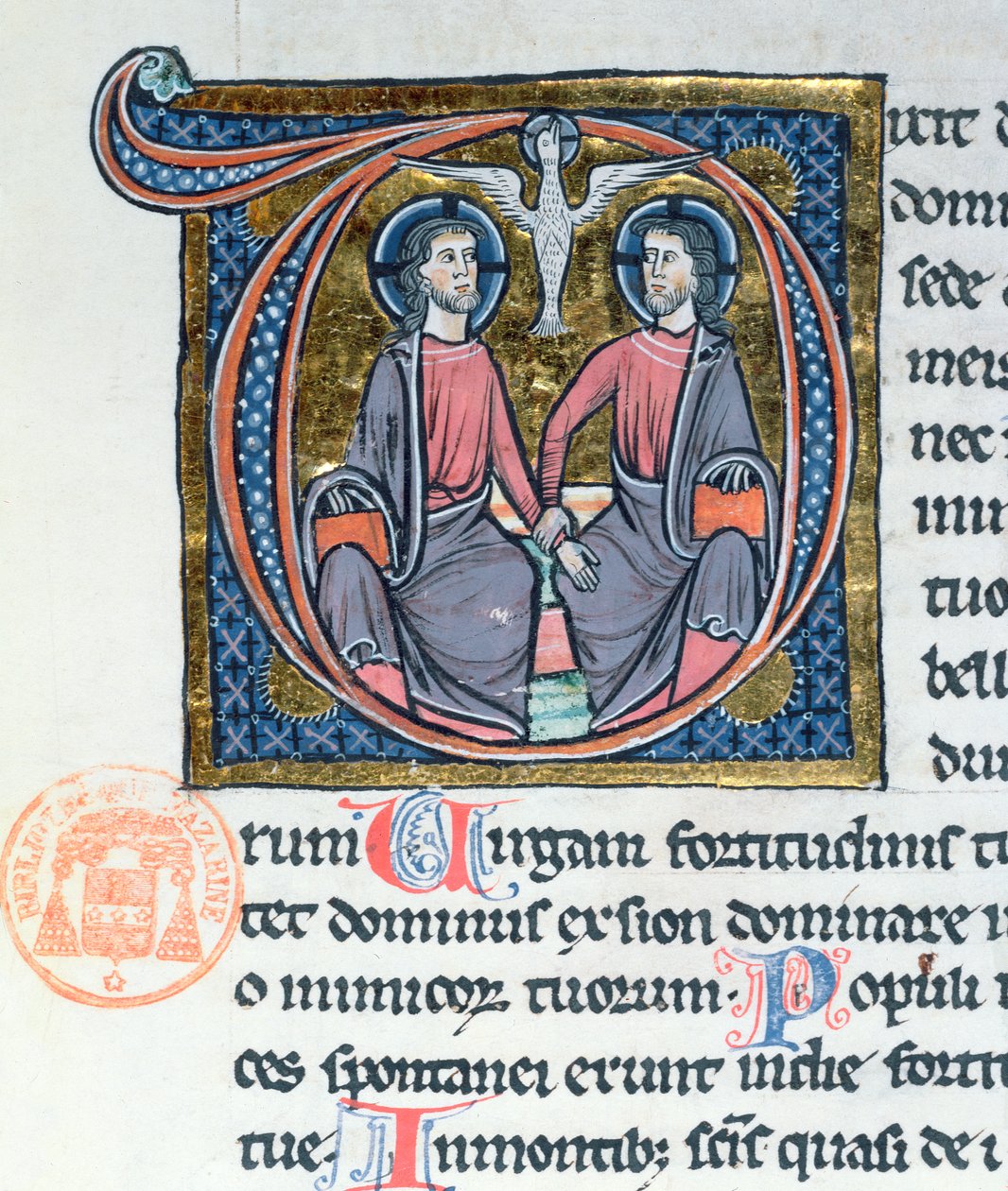 Trojice, iluminovaná iniciála z latinské bible od French School