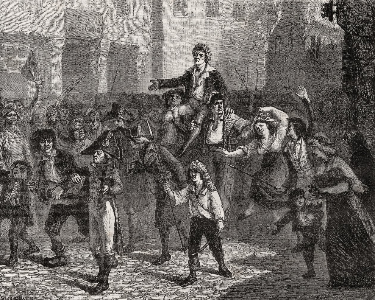 Triumph of Marat, 24. dubna 1793, z „Histoire de la Revolution Francaise“ od Louise Blanca (1811-82) od French School