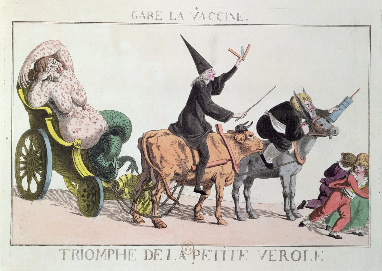 Triumf pravých neštovic, kolem roku 1804 (barevný lept) od French School