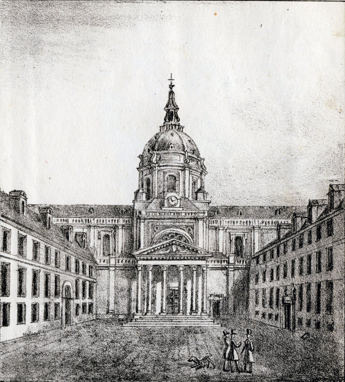 Sorbonnská univerzita - "Alphabet Picturesque des Monumens de Paris" kolem roku 1840 (rytina) od French School