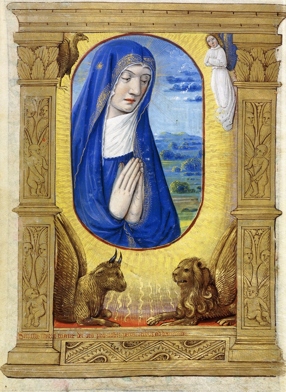 Panna se modlí, cca 1500 (barva a inkoust na pergamenu) od French School