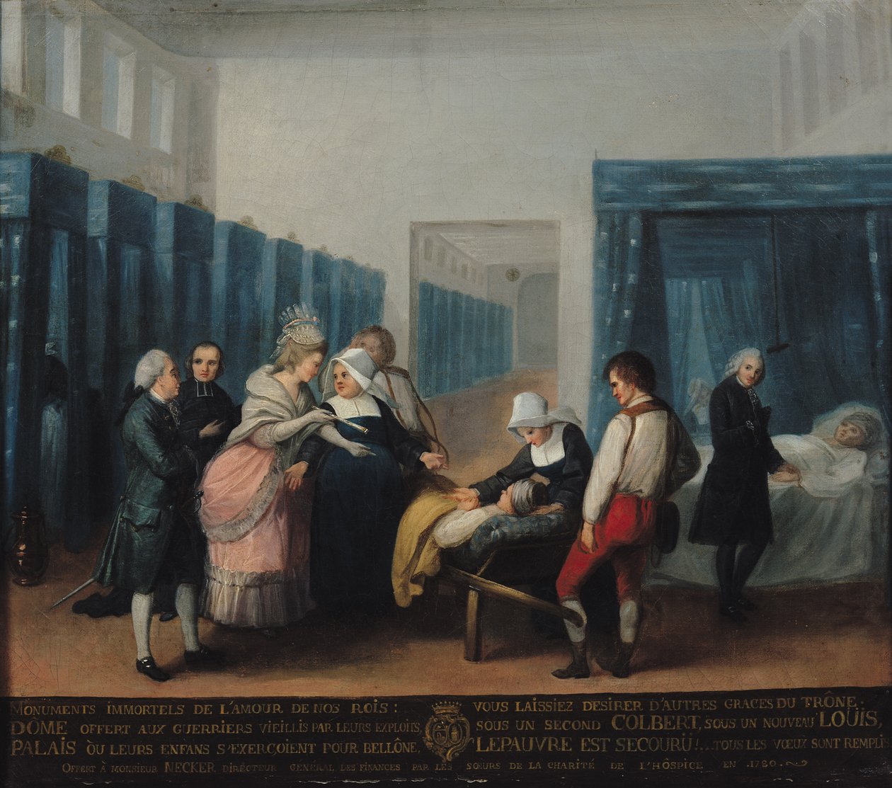 Návštěva pana a madame Neckerových v Hopital de la Charite, 1780 od French School