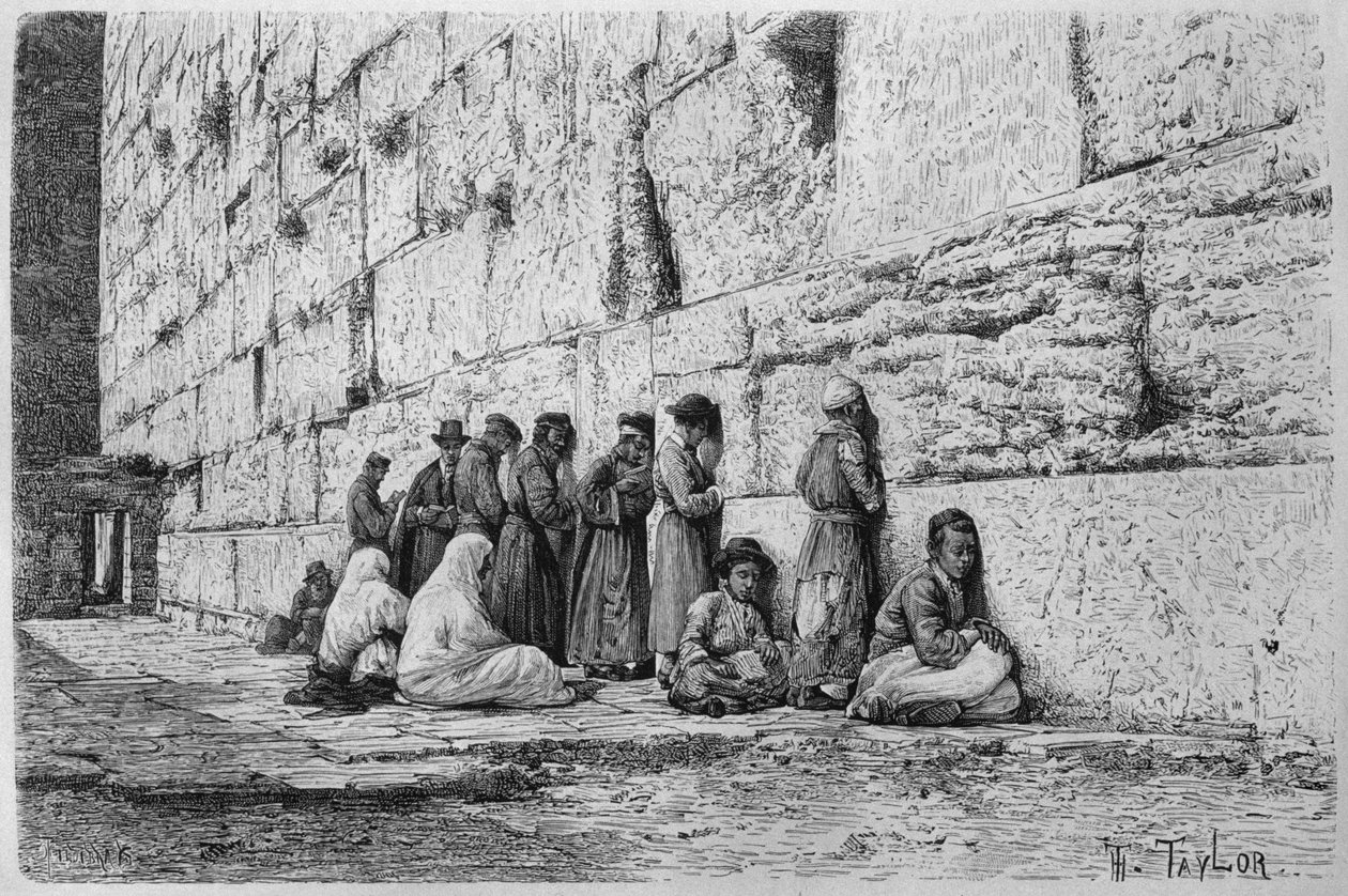 Zeď nářků, ze Sýrie dnes. Cestujte do Fénicie, Libanonu a Judeje. 1875-1880 Louis Charles Emile Lortet, 1884 (č. rytina) od French School