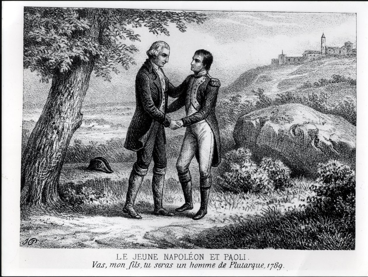 Mladý Napoleon Bonaparte (1769-1821) se setkal s Pasqualem Paolim (1725-1807) v roce 1789, z knihy o Korsice od J.A. Galetti, Paříž, 1863 od French School