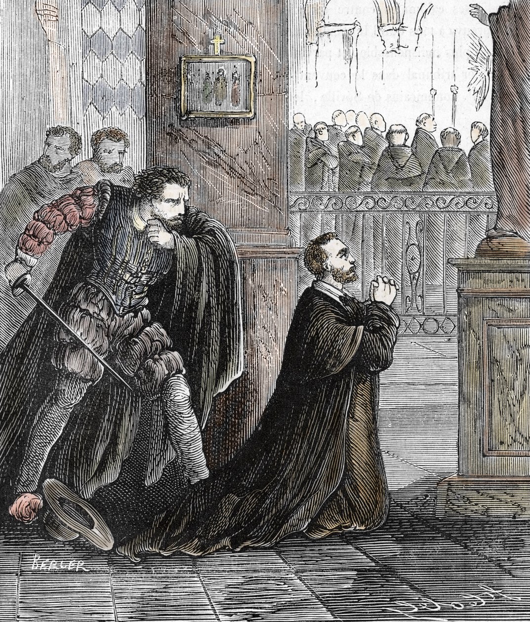 Atentát na inkvizitor Pedro de Arbues (1441-1485) dne 17/09/1485 v Catmedrale of Zaragoza ve Španělsku (úředník španělské inkvizice Pedro de Arbues zavražděný v katedrále La Seo v Zaragoza v roce 1485 v roce 1485 v roce 1485 v roce 1485 v roce 1485 v roce  od French School