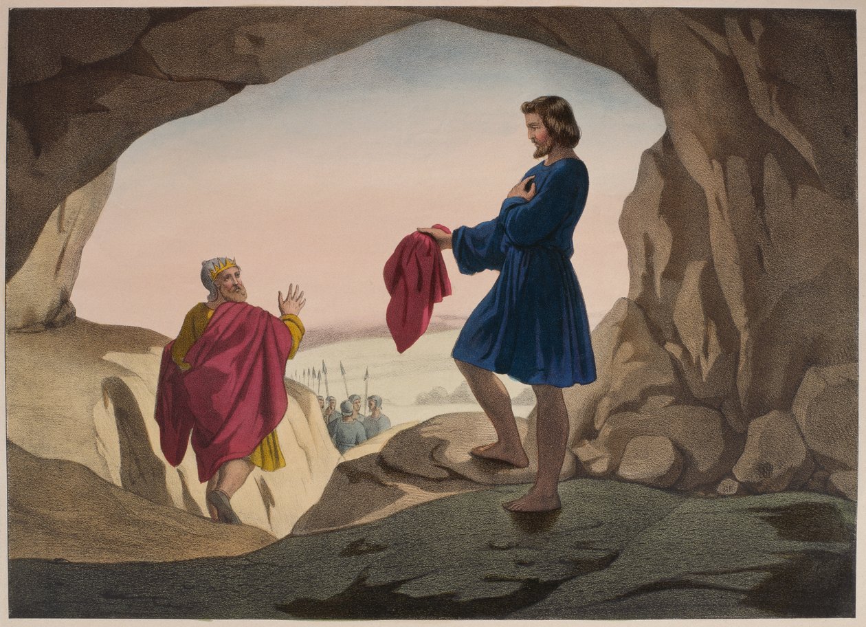Zakrvácený kabát Josepha, ilustrace z katechismu LHistoire Sainte, vydal Charles Delagrave, Paříž, konec 19. století od French School