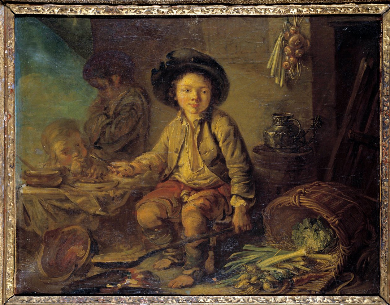 Snídaně malého savojského malířství francouzské školy. Kolem 1750-1780. Ztlumit. 0,59x0,73 m. od French School