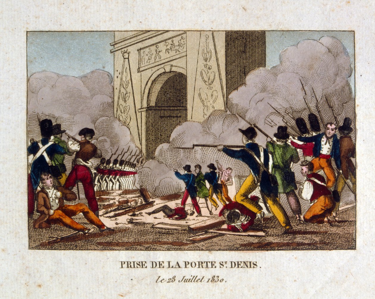 Dobytí brány St Denis v Paříži během Francouzské revoluce v roce 1830 od French School
