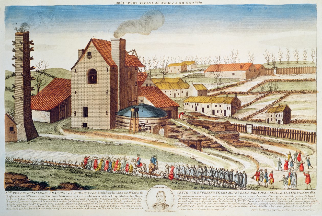 Katastrofa uhelného dolu Beaujonc poblíž Lutychu, 1812 od French School