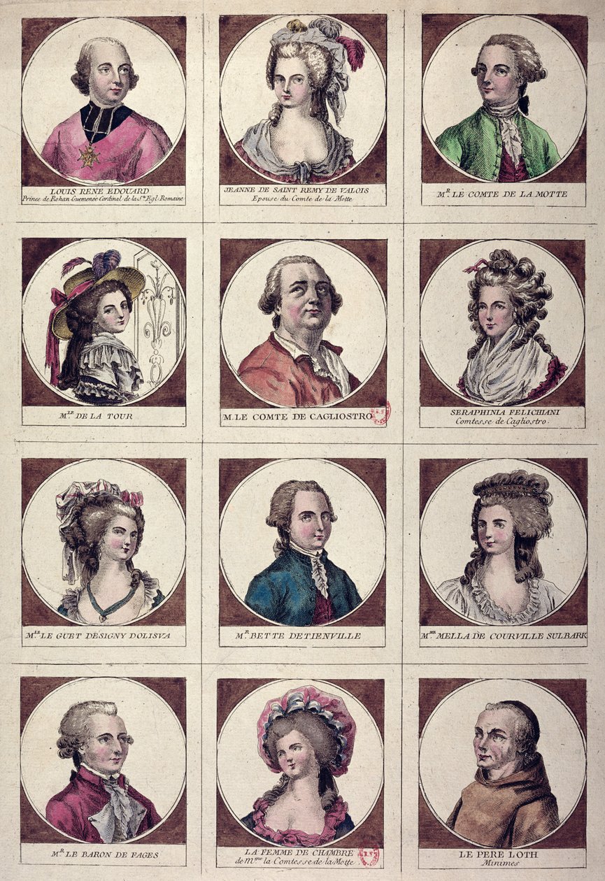 Hlavní postavy zapojené do Aféry Collier de la Reine 17856 od French School