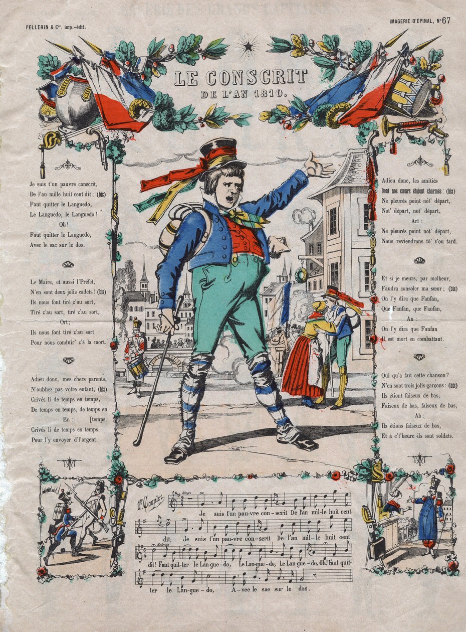 Odvedenec roku 1810 Francouzská píseň 19. století. od French School