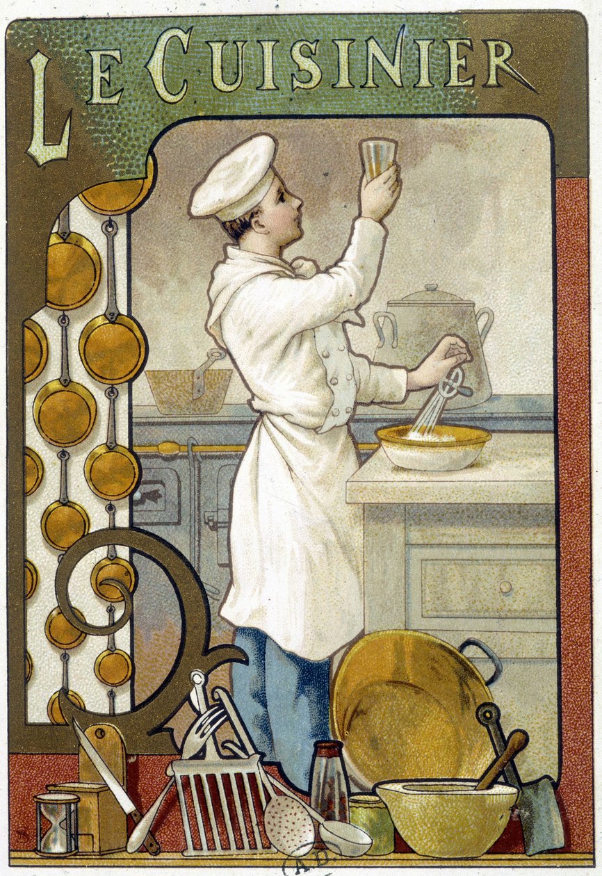 Kuchař - Chromolitografie 1900 od French School