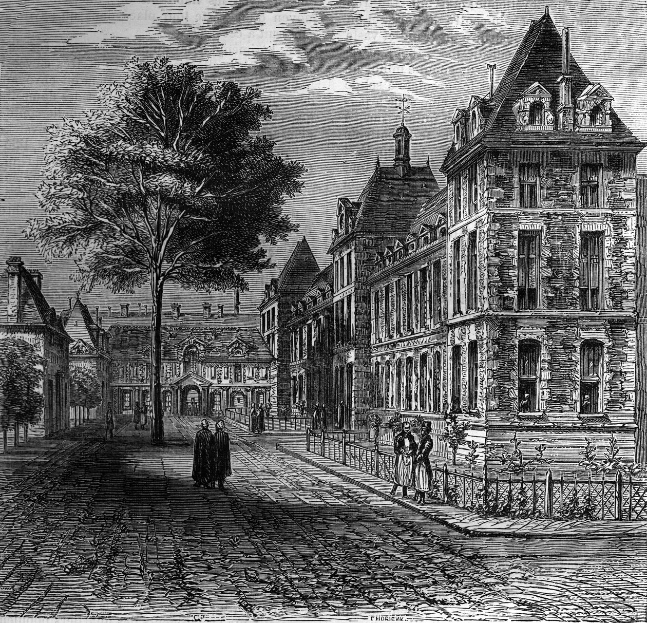 Dvůr nemocnice Saint Louis v Paříži na konci 16. století. od French School