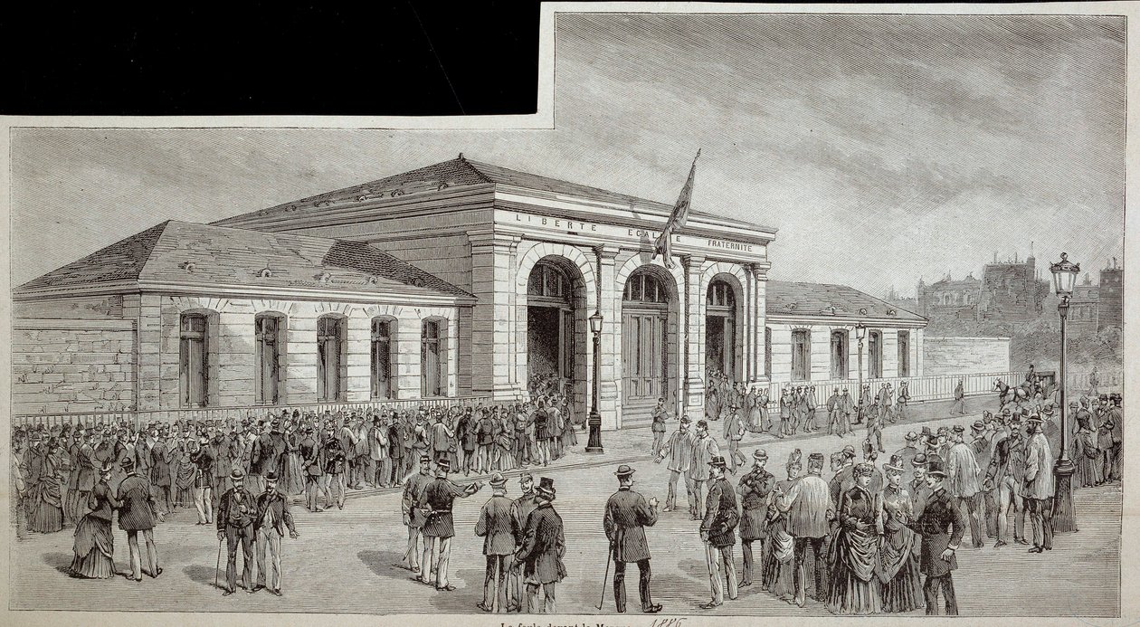 Dav před pařížskou márnicí v roce 1886. od French School