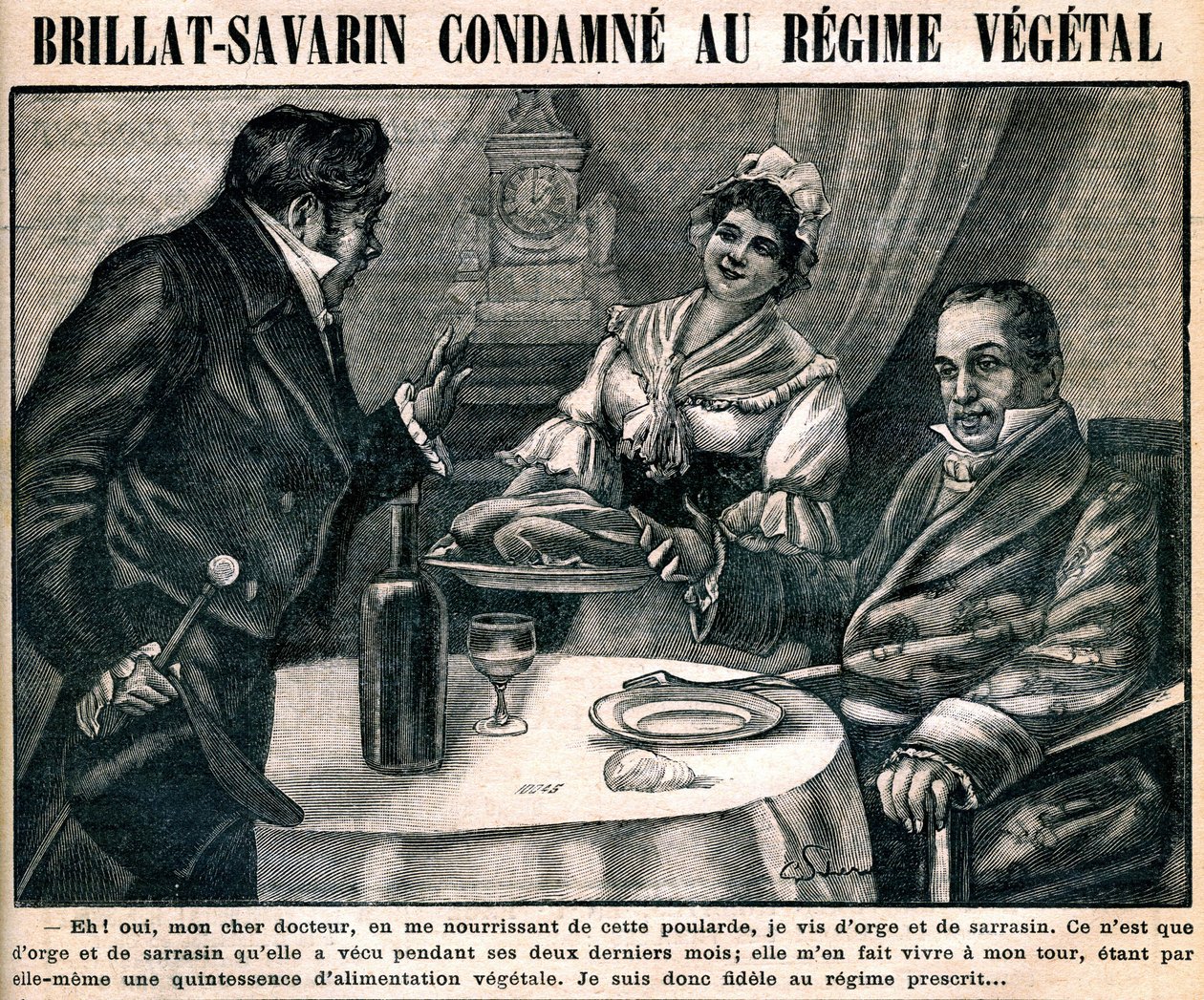 Podivuhodná vegetariánská strava gastronoma Jean Anthelme Brillat-Savarin (Brillat Savarin) (1755-1826, na obálce týdeníku „La cuisine des familles“ n°90, 10. března od French School