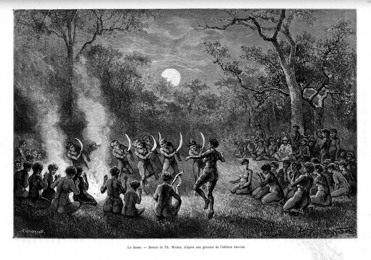 Tanec bumerangu kolem ohně mezi domorodými obyvateli Austrálie – v „Tour du Monde““ od French School