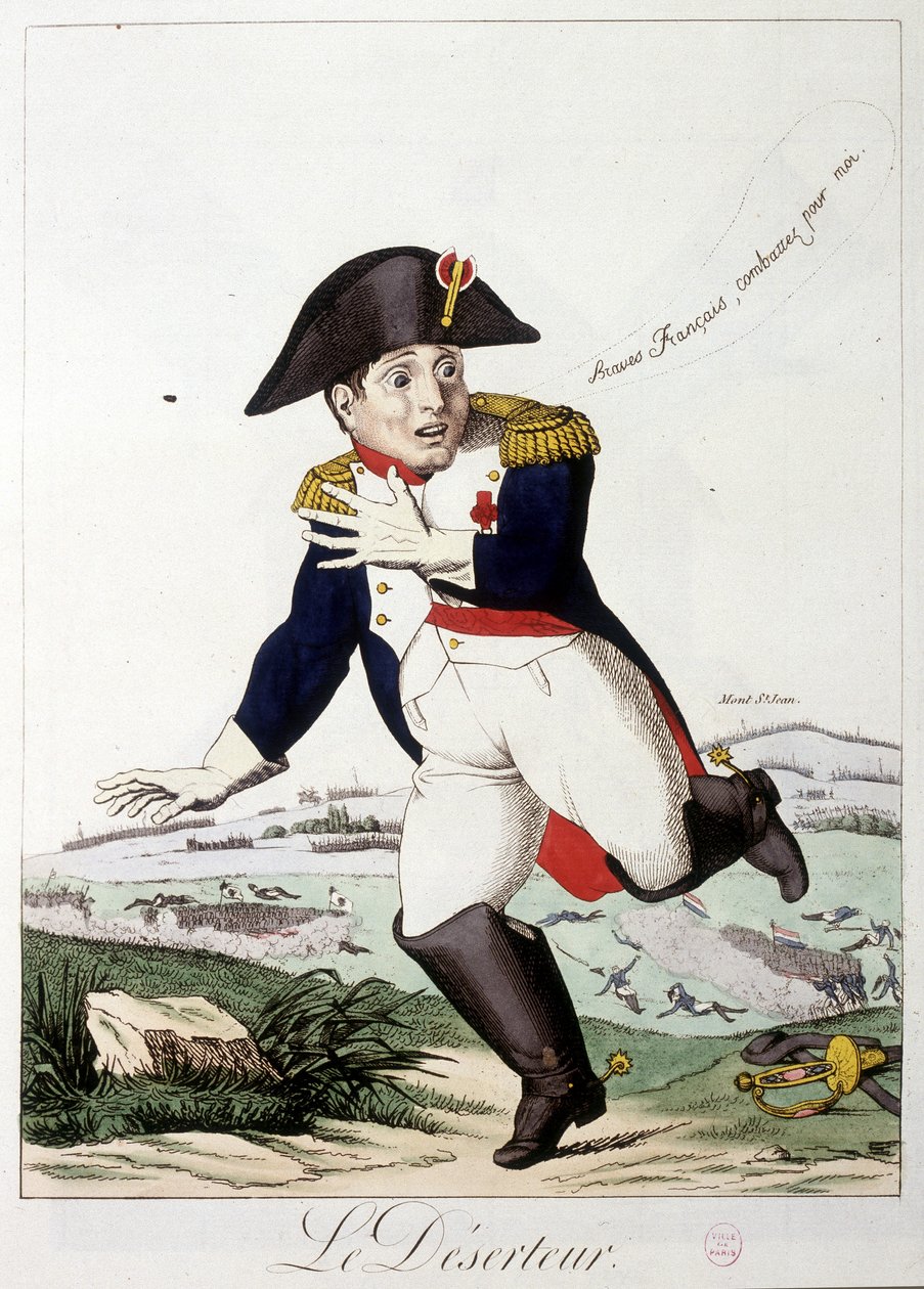 Dezertér: braves francais, pokračujte pro mě"" - v "Napoleon I", karikatury, sbírka figurín, cca 1814-1815. od French School